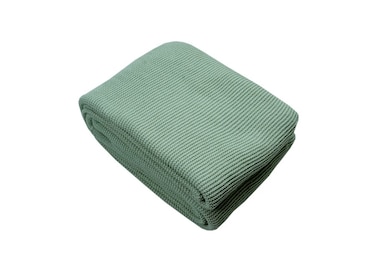 130 x 160 cm Pure Cotton Knitted Throw Blanket in Sage Green for Couch, Sofa, and Bed Decor, Thick 400GSM Soft Woven Boho Coverlet