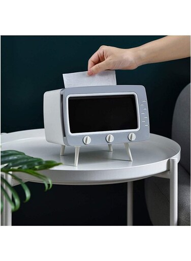 Box Cover - Villa Decor Tissue Storage Box, Tissue Box Holder Retro TV-shaped Desktop Tissue Holder Paper the Facial Tissue Box Can Free Your Hands to Watch Videos Easily
