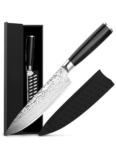 Sulfar Chef Knife 8 Inches German High Carbon Stainless Steel Ultra Sharp Professional Kitchen Knife with Ergonomic Handle and Sheath Cover (Cover design may vary) Best Choice for Home Kitchen