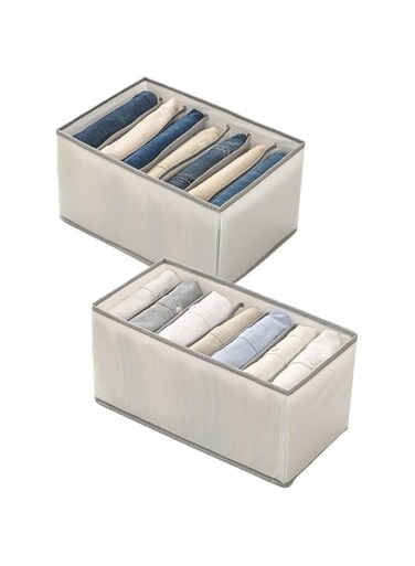 MEI Stylish Pack of 2 Storage Boxes Underwear Closet Organizer Drawer Made With Polyester Material Set