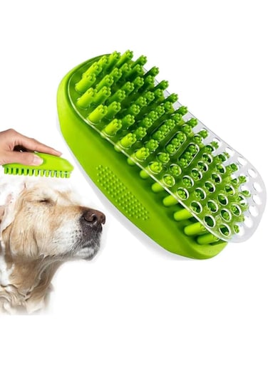 BIGTHREE Rubber Dog Bath &amp; Massage Brush, Pet Grooming Brush for Cats and Dogs, Pet Scrubber for Massage Comb, Silicone Shower Wash Curry Brush, for Short &amp; Long Hair Pets