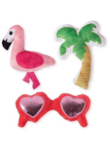 Fringe Studio Squeaker Pet Toy Set, Set of 3, Tropical (289445), Multi-Colored