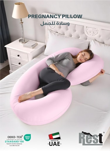 Pregnancy Pillow 80 X 130 cm Extra Smooth Pink Maternity Full Body Pillow For Pregnant Women for Back , Hip , Neck and Knee Support