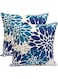 YHRY 2 Pcs Decorative Throw Pillow Covers, Blue Pillow Covers, Couch Pillow Covers, Linen Square Floral Flower Farmhouse Pillowcase, for Sofa, Living Room, Home Decro, 18x18 Inch