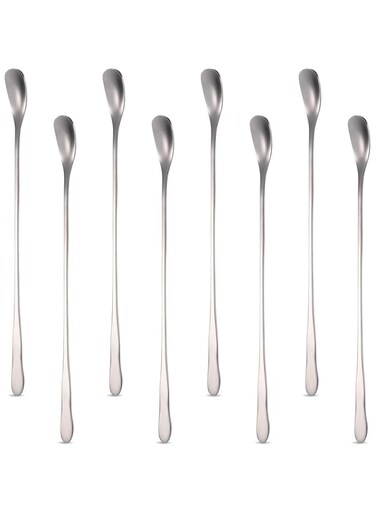 Patelai 8 Pieces Stainless Steel Coffee Stirrers Mixing Spoon Drink Cocktail Stir Sticks Stirring Tea Spoon Long Handle Bar Spoon, 7.87 Inch
