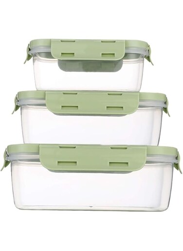 PICCASIO "Green Rectangular Food Storage Containers with Leak-Proof Lids -100 ice cubes Microwave &amp; Dishwasher Safe - Stackable and Reusable Lunch and Meal Prep Containers