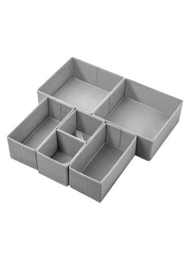 Cloth Storage Box Closet Dresser Drawer Organizer Fabric Baskets Bins Containers Divider with Drawers for Clothes, Underwear, Socks, Clothing, Set of 6