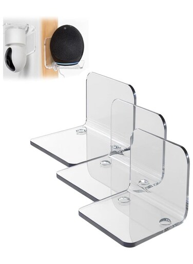 3PCS Acrylic Mini Wall Shelves &acirc;&euro;&ldquo; No Drill Adhesive Mount for Security Cameras, Webcam &amp; Baby Monitor