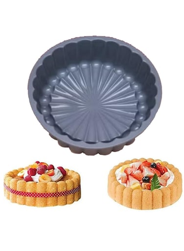 Charlotte Cake Pan Silicone, 18cm Nonstick Round Cake Molds for Cheesecake, Chocolate Cake, Brownie, Tart, Pie, Flan, Bread Baking Pans(Grey)