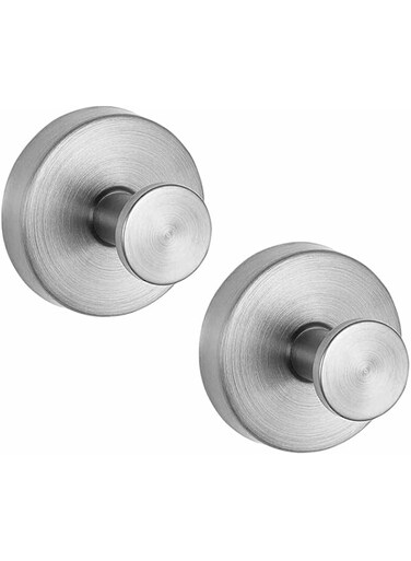 Tazweeq Fixed Hooks, Suction Cup Hooks, Stainless Steel Waterproof Suction Cup Hooks for Shower, Bathroom, Hanging Towels, Can be mounted on Glass Shower Door, Tiles, Mirrors (Silver *2)