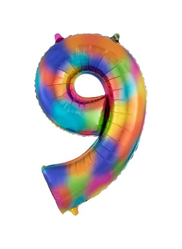 amscan Number 9 Balloon - 34" Rainbow