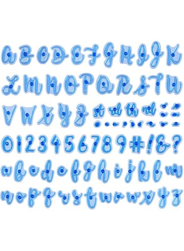 Azonee Alphabet Number Cake Stamp, 83 Pcs Fun Upper and Lower Case Alphabet Stamp Set, Fondant Letter Cutters, DIY Letter Number Cake Mold for Cake Decorating DIY Sugar Cake Tools