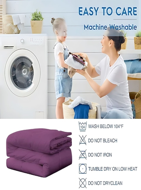 MAXQON Mattress Topper 10CM Thickness Quilted Microfiber 900gsm, Color Purple, King Size 180x200cm