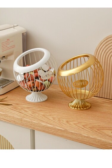 Mesh Storage Basket - Coffee Capsule Organizer, Fruit Candy Holder, Kitchen Countertop Organizer for Small Items