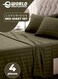 4-Piece Luxury King Size Dark Olive Green Striped Bedding Set Includes 1 Duvet Cover (220x240cm), 1 Fitted Bed Sheet (200x200+30cm), and 2 Pillow Cases (48x74+5cm) for Ultimate Hotel-Inspired Sophistication