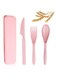 Reusable Wheat Straw Cutlery Spoon Knife Fork Tableware set Travel Utensils Set with Case Eco Friendly BPA Free Cutlery for Kids and Adults as Travel Picnic Camping Utensils Pink
