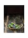 Decorative Hand Made Plastic Basket with Handle Woven Tabletop Food Fruit Vegetables Serving for Home Kitchen Restaurant 23x35x18cm Brown