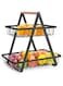 U-HOOME 2 Tier Fruit Basket Countertop for Kitchen, Fruit Bowl Bread Basket Vegetable Holder Storage Stand,Detachable Large Fruit Stand Organizer Kitchen Storage Baskets for Dining Table (Black)