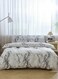 Home Queen-Size 6-Piece Duvet Cover without filling Bedding Set featuring a White and Grey Marble Design.