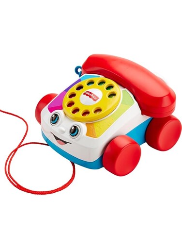 Fisher-Price Toddler Pull Toy Chatter Telephone Pretend Phone with Rotary Dial and Wheels for Walking Play Ages 1+ years​
