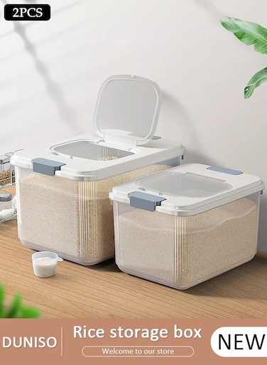 17.5 KG Rice Dispenser, Grain Rice Storage Container, Sealed Grain Container with Measuring Cup Rice Storage Bin for Nuts Rice, Food Cereal Container Bins Household for Kitchen Pantry Organization