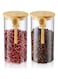 . Glass Spice Beans Jars with Bamboo Lid and Spoons, 47oz Airtight Food Storage Containers, Kitchen Pantry Canister Set for Coffee Bean, Sugar, Dry Goods,Tea, Spices and More (2 Set)