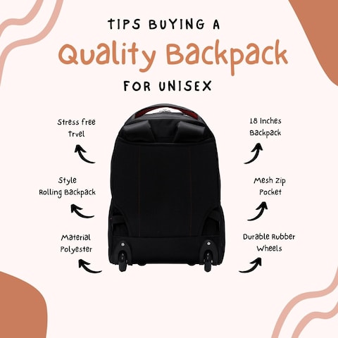 STARGOLD  Unisex Water Resistant Rolling Trolley Backpack With Adjustable Strap For School College Office Business And Travel 18 Inches