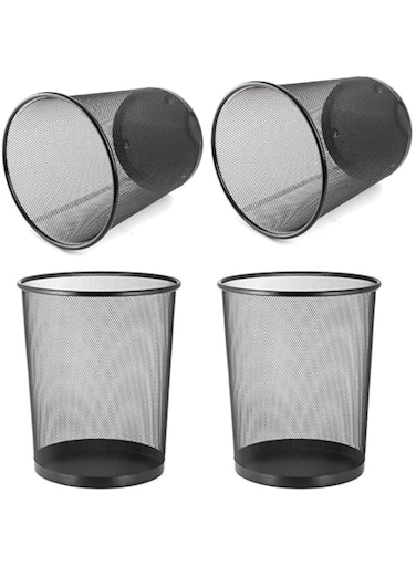 AKDC Metal Mesh Dustbins, 4 Piece Set, Black, For Office and Home