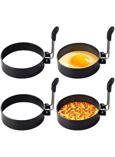 GNAFOTU Egg Ring,4 Pack Round Breakfast Household Mold Tool Cooking,for Frying Pancake Sandwiches Metal Handle Household Kitchen Breakfast Tool Egg Shaper (A)