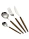 4 Pcs Stainless Steel Flatware Set , Cutlery Utensils Set with Simulated Wooden Handle Include Knives Forks Spoons Service for 4, Mirror Polished and Dishwasher Safe