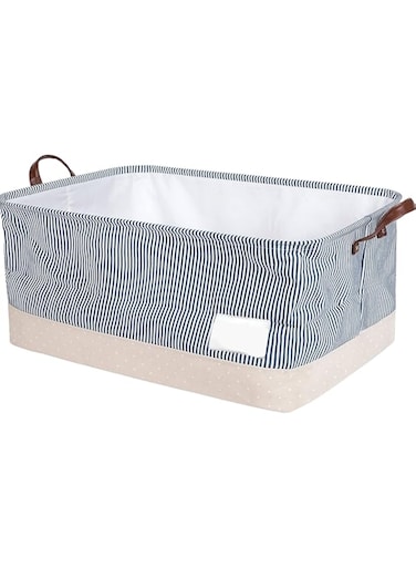 Collapsible Laundry Washing Baskets with Lid, Extra Large Drawstring Canvas Storage Boxes,Suitable for Organising Clothes Toys (Navy Blue, XL)