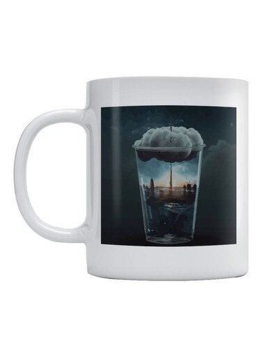 City Under The Glass Printed Mug White/Blue/Grey