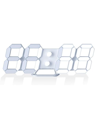 3D Wall Led Alarm Digital Clock White Number Time Clock with Automatic Brightness Adjustable, 12/24 Hr Time/Date Temperature Display, Electric Nightlight Alarm Clock for Modern Home Decoration
