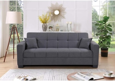 INFINI HOMES Compact Gray Fabric 3-Seater Sofa Bed with Modern Design