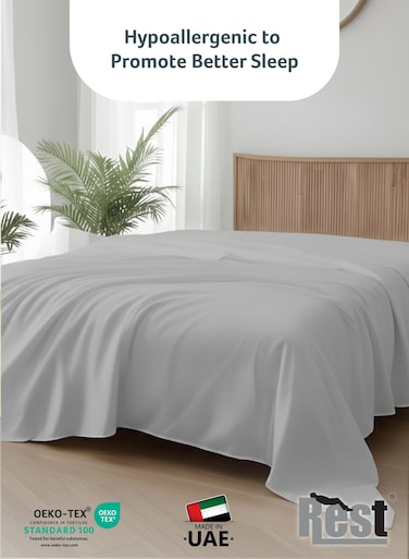 Flat Bedsheet 240x260cm Plush Grey Breathable Machine Washbale Bedsheet Extra Soft Easy Fit Highly Breathable Bedding &amp; Linen Cover