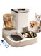 IS MUHE Cat Feeder, Dog Cat Feeder with Automatic Water Bottle,Gravity Food Feeder with Waterer Set,Cat Food Dispenser (White)