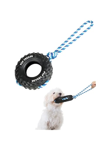 FERRISA Dog Chew Toy, Natural Cotton Rope Pet Toys with Natural Rubber, Dog Rope Toy for Aggressive Chewers, Puppy Chew Toy Outdoor for Medium/Large Doggie (Medium)