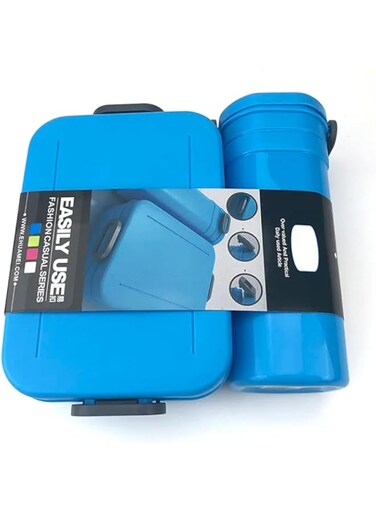 VersaMarts Children Bento Lunch Box Set - BPA-Free School Lunch Box with Water Bottle (Blue)