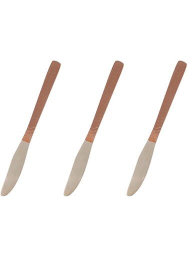Raj Copper Dessert Knife - 3 Pieces Set, 18 cm, RCDK03, Table Knife, Butter Knife, Cake Cutting Knife