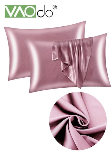 2PCS Satin Pillowcase for Hair and Skin, Breathable and Moisture Wicking Pillow Cover, Super Soft and Smooth Cooling Pillowcase with Envelope Closure, 50*75CM