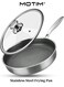 Stainless Steel Semi Nonstick Frying Pan with Lid for Gas Electric Induction Ceramic Stoves and Oven Resistant(28CM&iuml;&frac14;&permil;