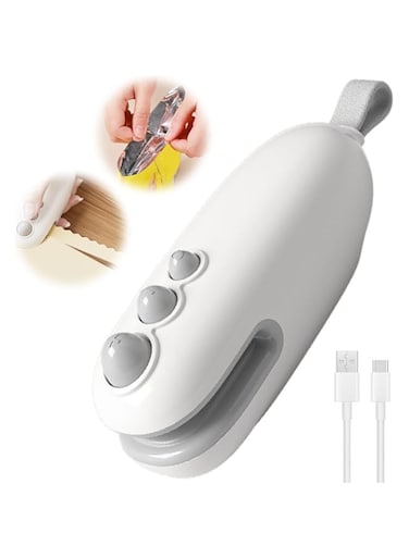 PINKE Mini Bag Sealer, Upgrade 2 in 1 USB Rechargeable Food Bag Sealer Heat Seal Tool, Portable Heat Vacuum Sealers Food Sealer Bag Sealing Machine for Plastic Bags Snack Bags