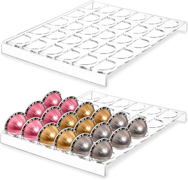 Cididu 2 Pack Coffee Pod Holder Storage Tray - Clear Acrylic Organizer for 30 Pods