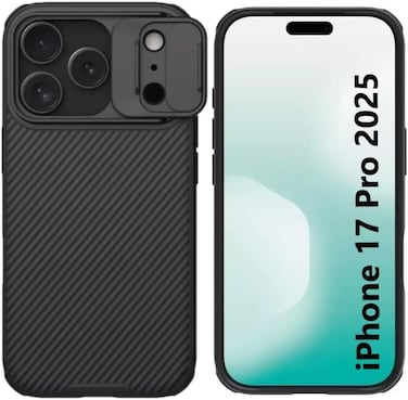 Case for Iphone 17 Pro 2025, CamShield case Protective Cover with Camera Protector Hard PC Ultra Thin Anti-Scratch Phone Black Case For Iphone 17 Pro Black
