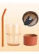 Glass Water Bottle with Clear, Leakproof Lids with Straw, Soda Cold Drink Reusable Healthy Glass for Office Domestic (Brown) 450 ML
