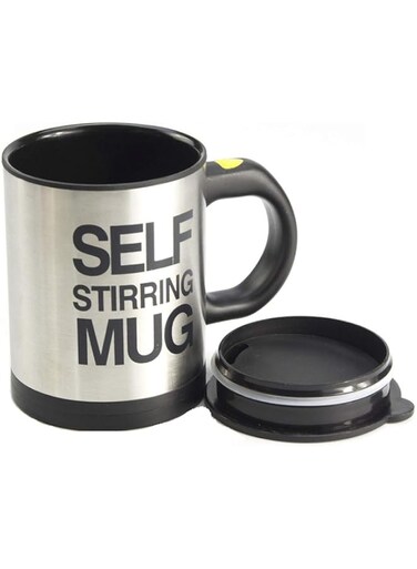 400 ML Auto Mixing Coffee Tea Cup Stainless Plain Lazy Self Stirring Novelty Mug Black