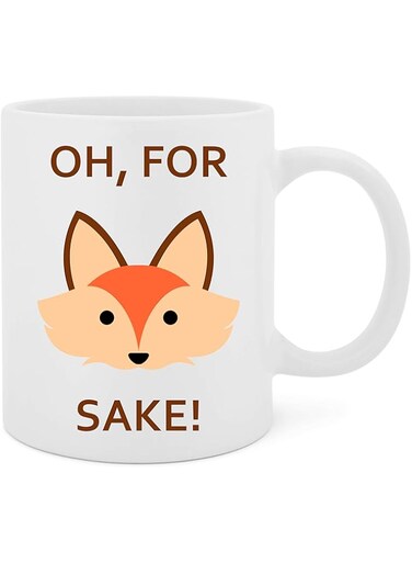 TheMugStore Oh For Fox Sake - 11 Oz White Ceramic Glossy Mug With Large C-handle (Microwave and Dishwasher Safe)