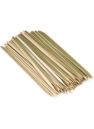 BambooMN Brand - Premium Flat Style Bamboo Wood BBQ Kebab Meat and Fruit Food Skewers, 10" - 100 pcs