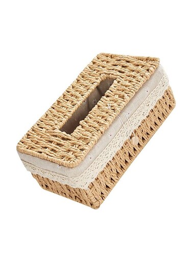 TASTE Handwoven Tissue Case - Elegant Tissue Box Cover And Napkin Holder - Tissue Holder For Home, Living Room, Bedroom, Car - Table Decoration - Premium Quality Tissue Box Cover (Beige)
