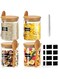 Diylove Glass Jars with Bamboo Lid &amp; Bamboo Spoons, 18.6 OZ Glass Food Storage Jars, 100% Heatproof Sealed Glass Canisters Jars for Overnight Oats,Spice,Cookies,Candy,Coffee Beans or Nuts 4 Pack